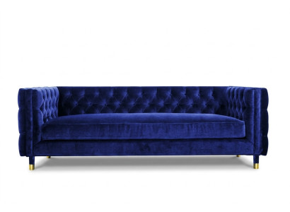 Blue Chesterfield Sofa Big Designer 4-Seater New Textile Fabric Couches