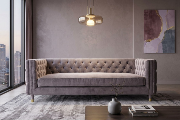 Chesterfield Sofa Taupe Furniture 4-Seater New XXL Big Textile Fabric Couches Upholstery