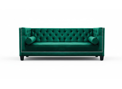 Luxury Green Chesterfield Velvet Three-Seater Upholstered Furniture Hotel Living Room Practice