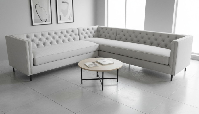Sectional Sofa Grey Large Textile Fabric Chesterfield Sofas Creative Furniture New Living Room