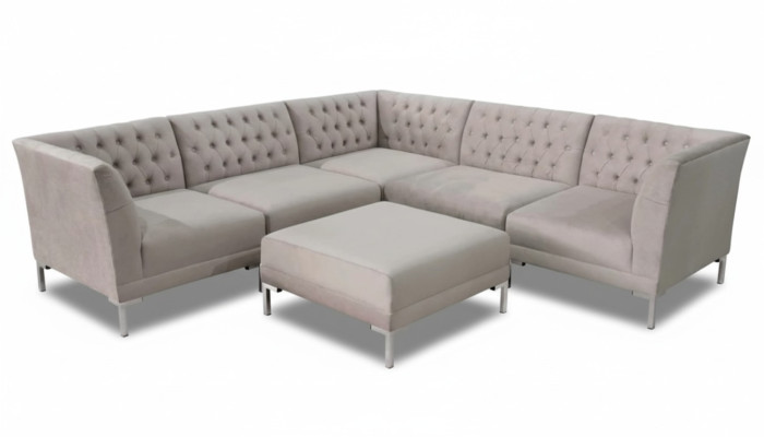 Chesterfield corner sofa with ottoman, 2-piece set, fabric material couches, sofas, corner suite, new