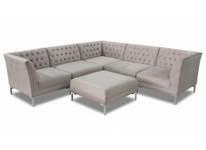 Chesterfield corner sofa with ottoman, 2-piece set, fabric material couches, sofas, corner suite, new