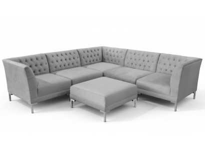 Gray Chesterfield Sofas Luxury Furniture New Corner Sofa Stool Gray Big Textile Fabric