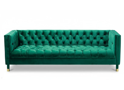 Green three-seater fabric Chesterfield design couch upholstered sofa living room 230cm