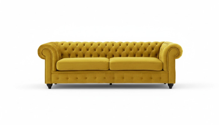Yellow couch with buttons Chesterfield sofa upholstered seat couches sofas luxury new