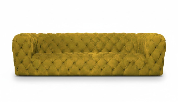 Yellow Chesterfield Couch Four-Seater XXL Big Sofa Comfortable Couches Soft New