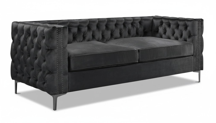 Black Chesterfield couch luxury velvet fabric couches sofa set sofas upholstery new