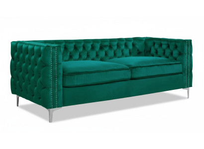 Green Chesterfield Couch Luxury Velvet Fabric Sofas Sofa Set Button Upholstery New