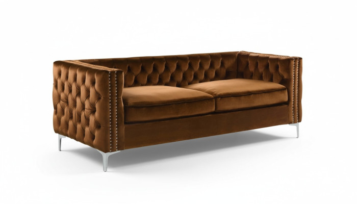 Orange chesterfield couch luxury velvet fabric sofas sofa set button upholstery new