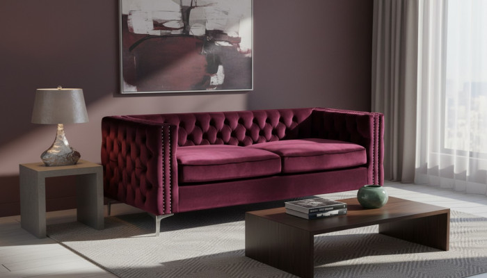 Bordeaux chesterfield couch luxury velvet fabric couches sofa set buttons upholstery new