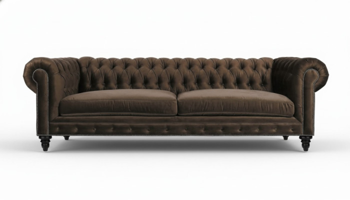 Chesterfield Brown New Living Room Modern Three-Seater Creative Furniture Textile Fabric