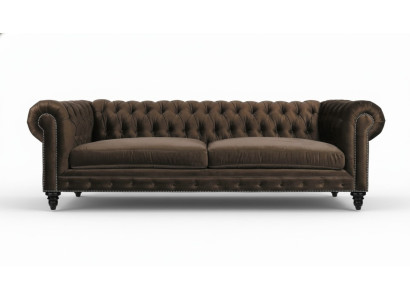 Chesterfield Brown New Living Room Modern Three-Seater Creative Furniture Textile Fabric