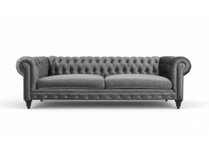 Three-seater Chesterfield Creative Furniture Textile Fabric Grey New Living Room Modern