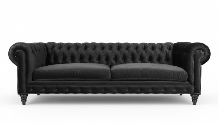 Chesterfield Black Living Room Modern Three-Seater Creative Furniture Textile Fabric