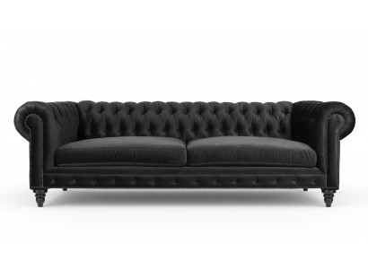 Chesterfield Black Living Room Modern Three-Seater Creative Furniture Textile Fabric