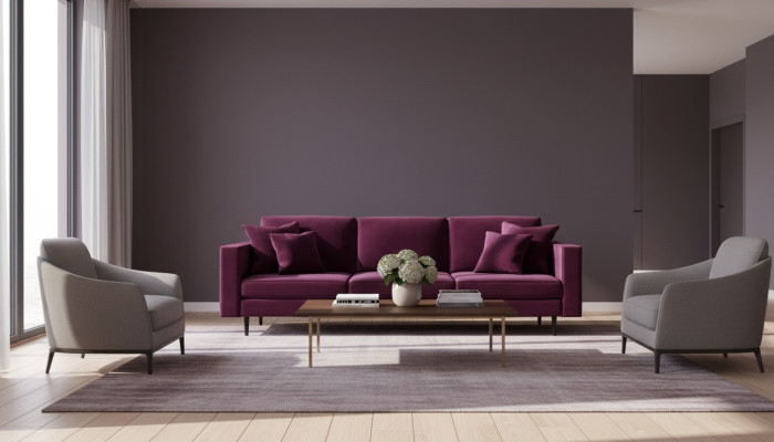 Bordeaux wine red fabric living room sofas Italian furniture design couches upholstery