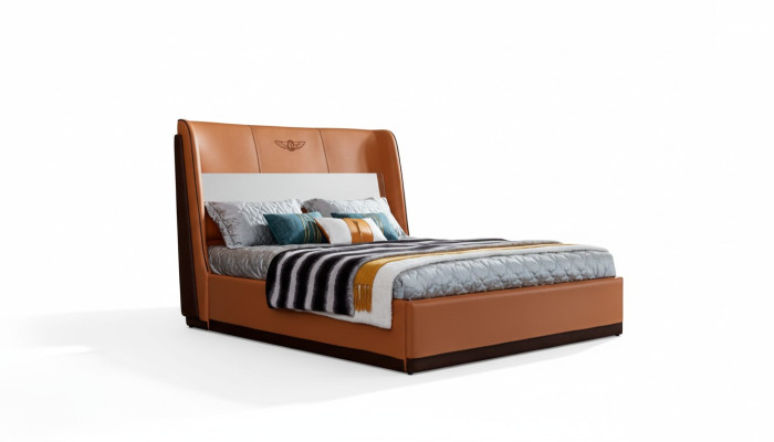 Orange bed, bedroom, new creative modern design furniture, wood, luxury beds