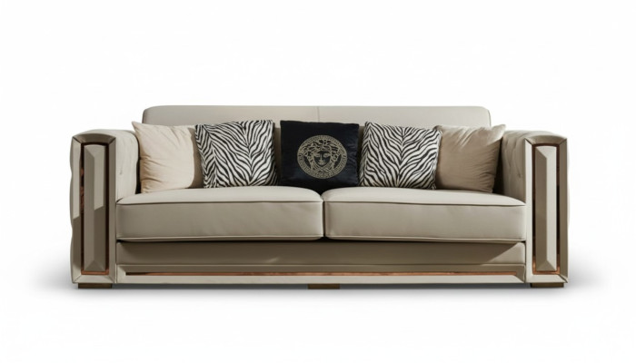 Chesterfield sofa beige leather luxury living room design couches upholstery