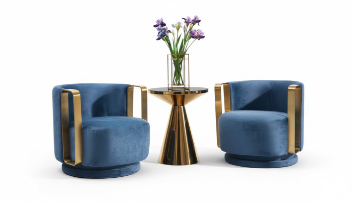 Armchair Blue Luxury Fabric Textile Living Room New Creative Modern Design