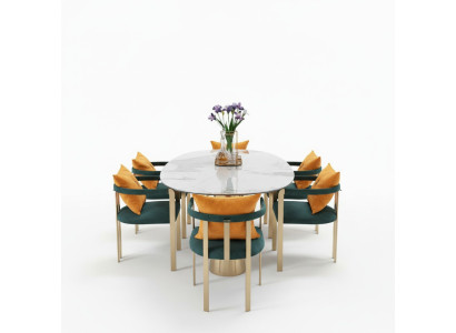 Dining table marble stainless steel new creative modern design furniture luxury