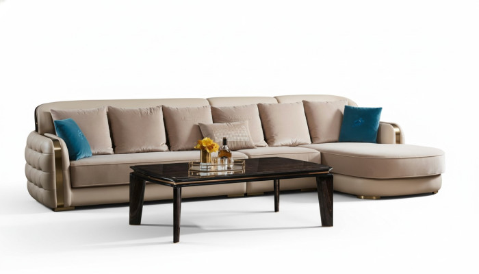 Corner sofa leather beige luxury living landscape couch corner suite sofas furniture design