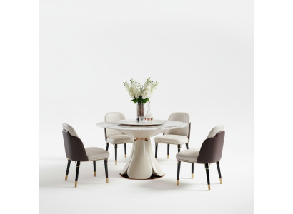 Chair Set 4x Chairs Milk Leather Luxury Dining Room New Creative Design