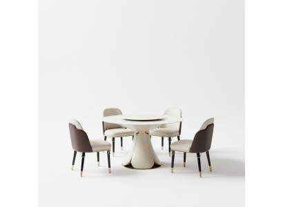 Dining table 6x chairs dining room leather table chair round modern design furniture