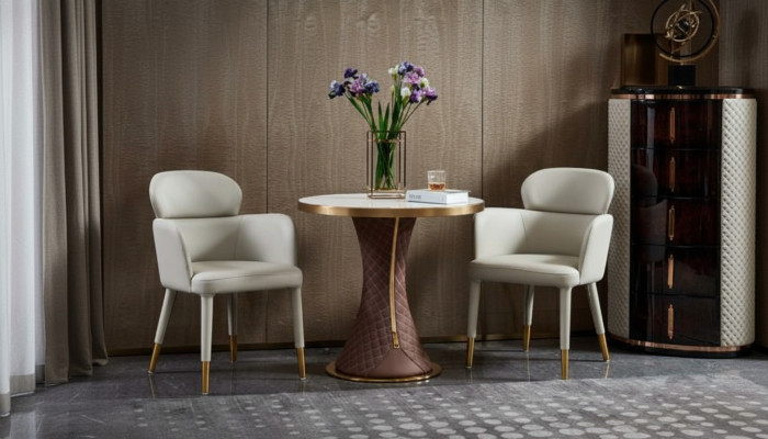 Chair Leather White Modern Furniture Armchair Design Furniture Luxury Stainless Steel