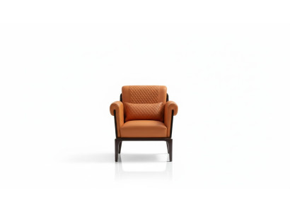 Chair Orange Leather Armchair Reclining Modern Design Furniture Luxury Living Room Wood New