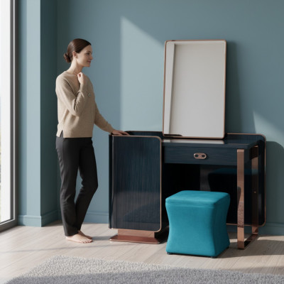 Vanity table stool wood textile bedroom creative modern design furniture luxury