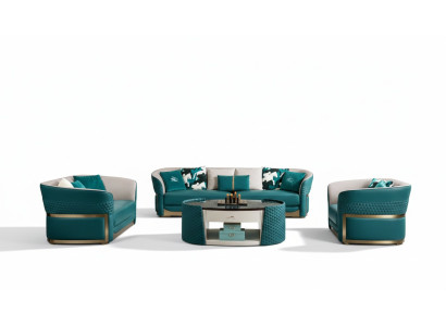 Chesterfield sofa set upholstered sofa couch 3+1 set leather textile fabric