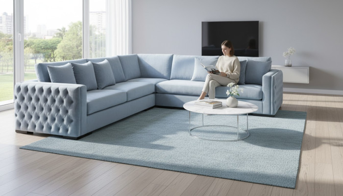 Blue sectional sofa living area couch corner suite upholstery couches furniture design new