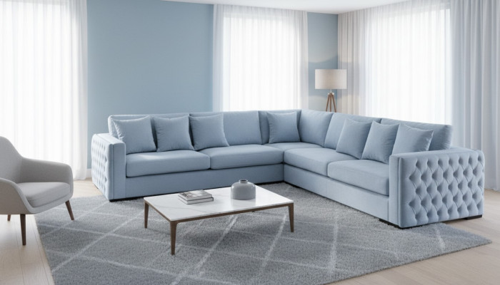 Blue sectional sofa living area couch corner suite upholstery couches furniture design new