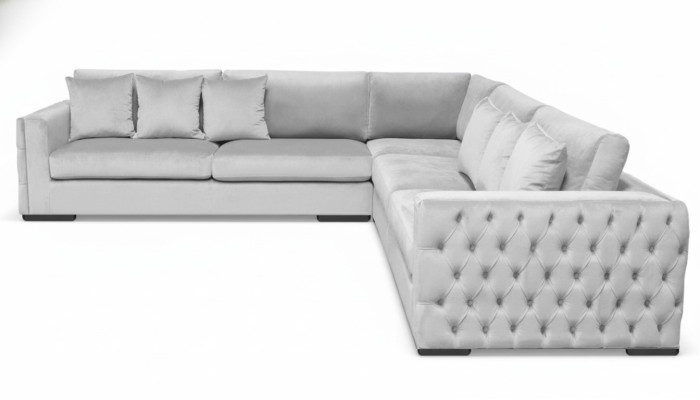 Corner sofa silver couch corner unit upholstery living landscape velvet fabric furniture design