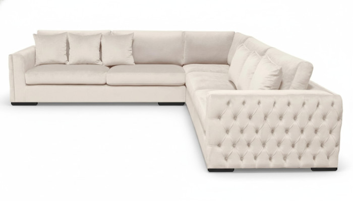 Beige sectional sofa living room couch corner set upholstery velvet furniture design fabric new