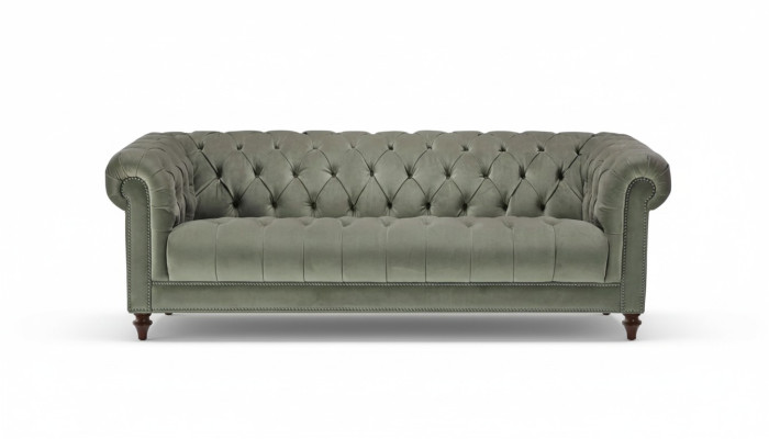 Sage green three-seater fabric living room design upholstered sofa sofas Chesterfield