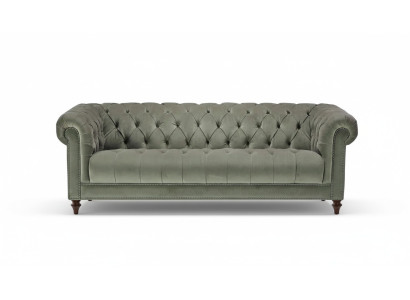 Sage green three-seater fabric living room design upholstered sofa sofas Chesterfield