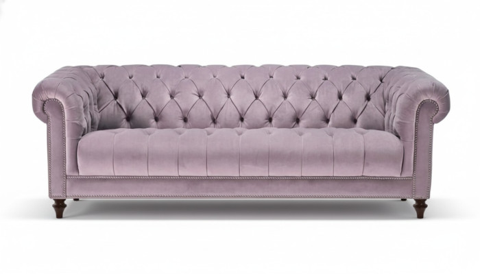 Purple three-seater fabric Chesterfield design couches upholstered sofas original velvet