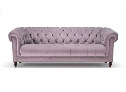 Purple three-seater fabric Chesterfield design couches upholstered sofas original velvet