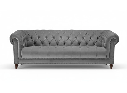 Three-seater gray fabric living room design couches upholstery sofa sofas Chesterfield