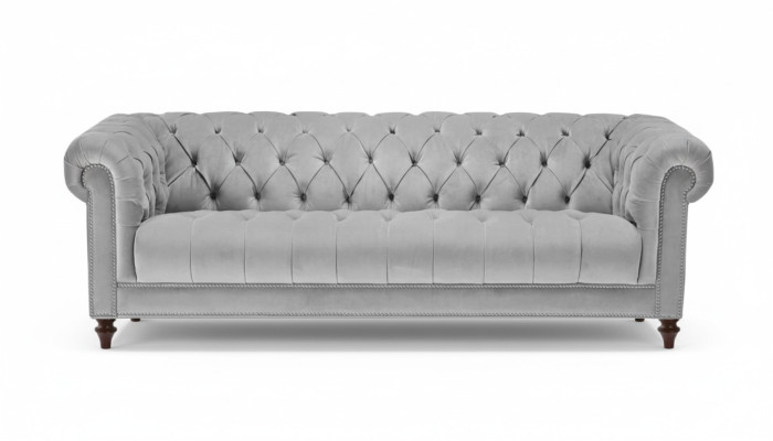 Light gray three-seater Chesterfield new fabric living room couches upholstered sofa sofas