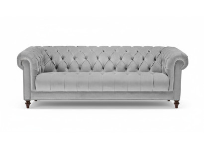 Light gray three-seater Chesterfield new fabric living room couches upholstered sofa sofas