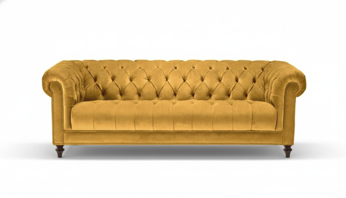 Yellow three-seater fabric living room design couches upholstered sofa sofas chesterfield