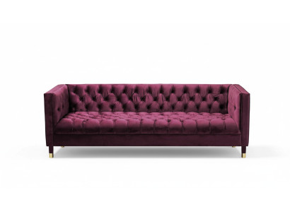 Burgundy Three-seater Fabric Living Room Design Couches Upholstered Sofa Chesterfield New
