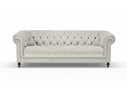 Silver Three-Seater Fabric Design Couches Upholstery Sofas Original Chesterfield New
