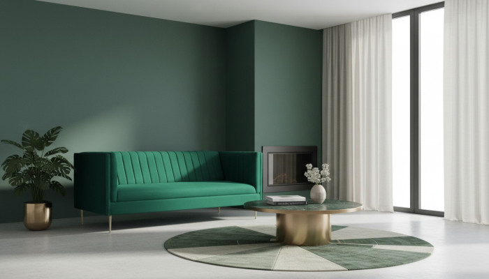 Two-seater sofa sofas green fabric couches upholstery living room design luxury textile