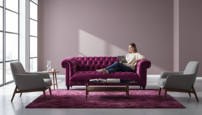 Pink three-seater fabric chesterfield design couches upholstered sofas original new