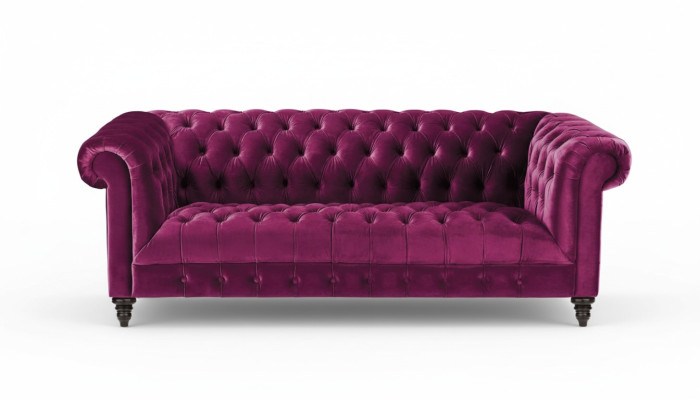 Pink three-seater fabric chesterfield design couches upholstered sofas original new