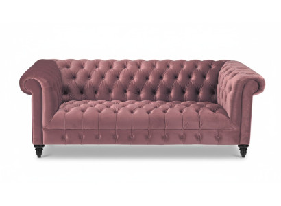 Fuchsia velvet couch luxury upholstered Chesterfield furniture sofa with buttons three-seater