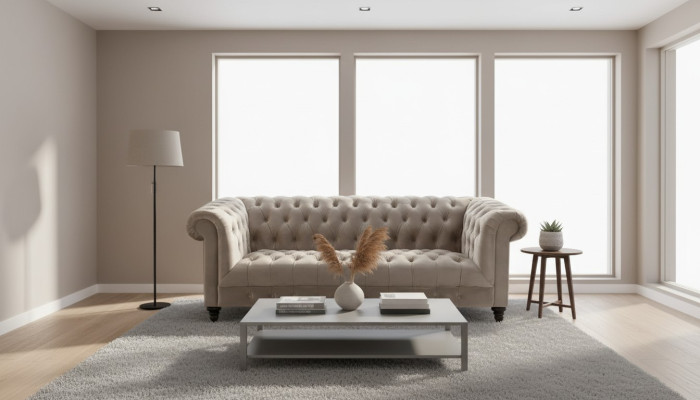 Beige velvet couch luxury upholstery chesterfield furniture sofa with buttons three-seater